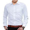 2016 New Men s Fashion Dress Shirt Long Sleeve White Pink Blue Business Slim Fit Social