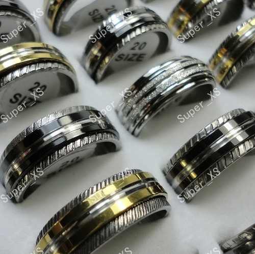 20pcs wholesale jewelry ring Mixed lots fashion pretty Rotatable women men stainless steel rings LR052 free