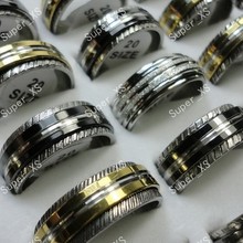 wholesale Mixed lots 20pcs pretty Rotatable stainless steel rings free shipping