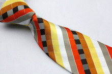 NT0249 Orange White Gray Multicolor Mans Classic Business Wedding Party Tie Fashion Jacquard Woven Silk Polyester
