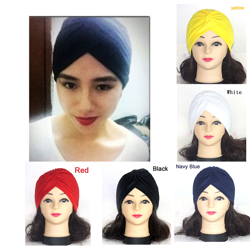 Fashion 5 Colors Chemo Hijab Indian Plain Turban H...