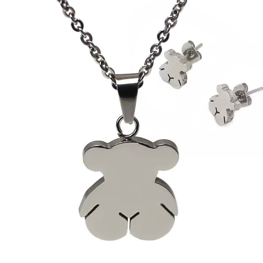 Fashion-Cute-Teddy-Bear-Jewelry-Sets-Silver-Gold-Stainless-Steel ...