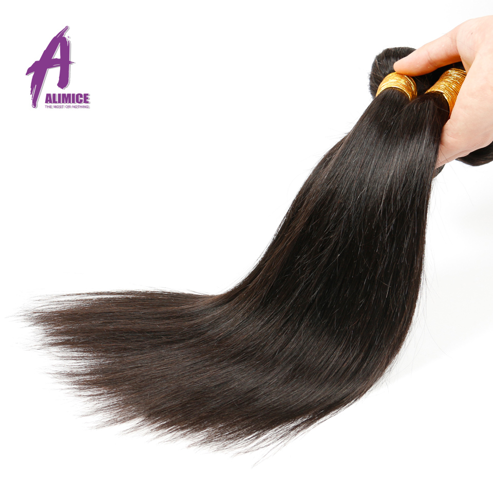Image of 2016 Real Rushed Virgin Hair Alimice Hair Product Brazilian Virgin Straight 4 Pcs Lot Weave Bundles Unprocessed Human Hair