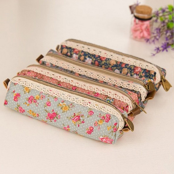 Image of Vintage Flower Floral Lace Pencil Pen Case Cosmetic Makeup Bag Pouch Holder Women Cosmetic Bags Fresh purse Free Shipping