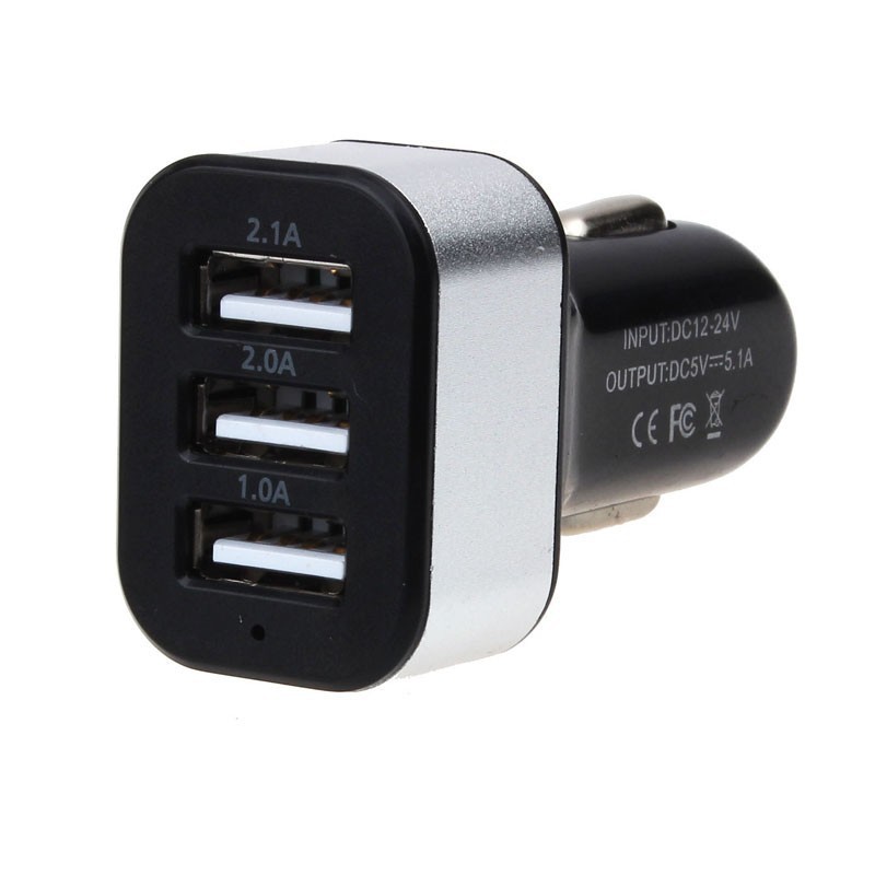 Universal Vehicle 12V-24V 3Port USB(1A,2A,2.1A) DC Car Charger USB Power Adapter For Cellphone table