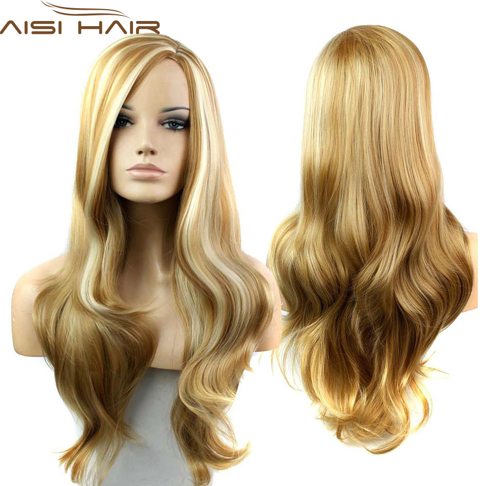 Image of 26" Women's Synthetic Blonde Wigs Cheap African American Cosplay Wigs For Black Women Heat Resistant Fiber Cosplay Lolita Wig