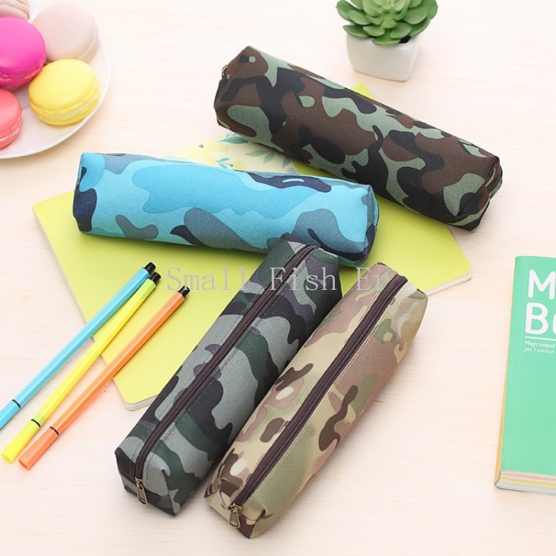 4pcs/lot New Camouflage Pencil Case Canvas Pencil Bag School Supplies Cosmetic Makeup Bag Zipper Pouch Purse Stationery bag