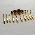 New Arrival 10pcs Golden ToothBrush Style Blusher Foundation Powder Eyeliner Eyeshadow Makeup Brushes Tool Kit