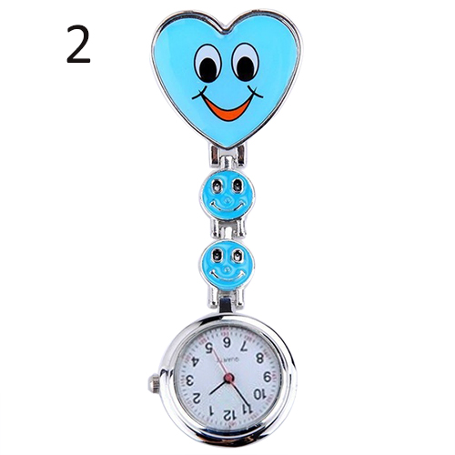 Adorable Kid s Children s Smiling Faces Heart Clip On Pendant Nurse Fob Brooch Pocket Watch