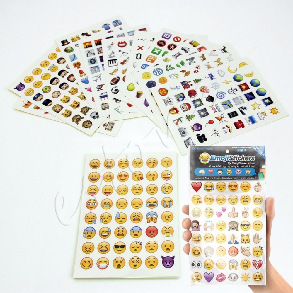 Image of Emoji Sticker Pack 912 Emoji Stickers Most Popular Emojis For Mobile Phone Kids Rooms Home Decor Tablet 19 Sheets/Pack