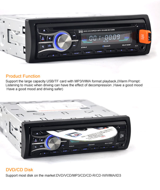 2016 New 12V Car CD DVD Player Stereo FM Radio MP3 Audio Player Support Bluetooth Phone with USB/SD MMC Port In-Dash 1 DIN 2100 2016 New 12V Car CD DVD Player Stereo FM Radio MP3 Audio Player Support Bluetooth Phone with USB/SD MMC Port In-Dash 1 DIN 2100
