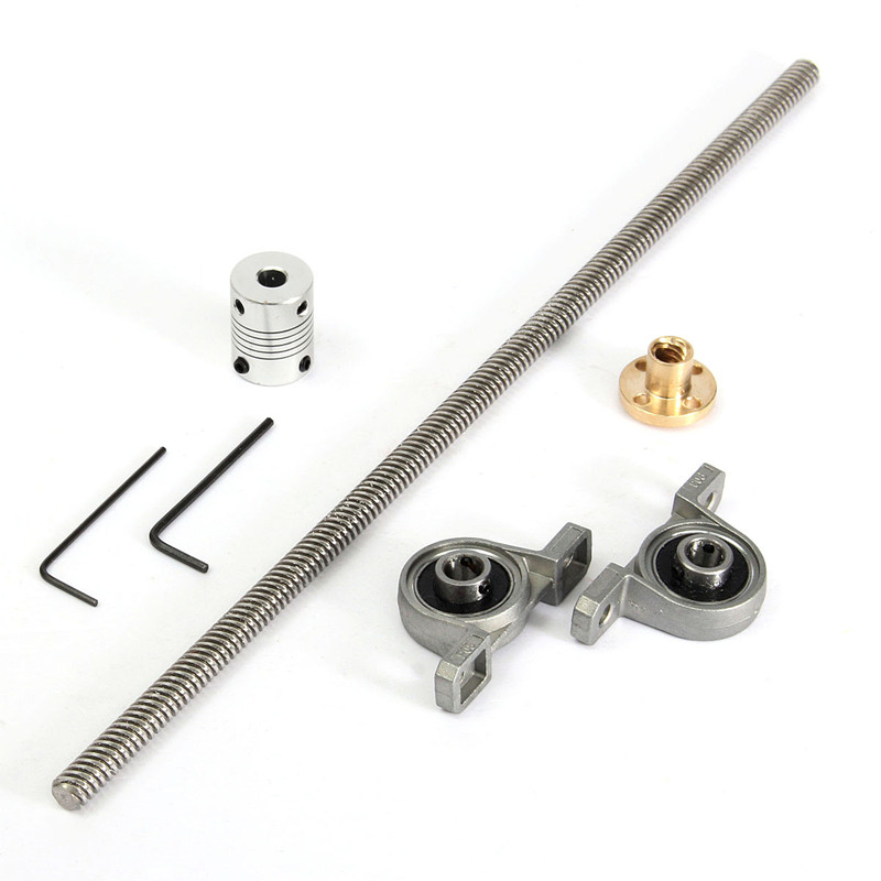 Stainless Steel T8 Lead screw 300 mm 8mm brass copper nut bearing Bracket aluminium Flexible Coupling