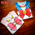 Sailor Moon Shirt Anime Chibimoon Summer Harajuku Shirt Kawaii Printed Women s Clothing 2016 Girls Peplum