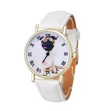 D6li Cute Shar Pei Dog Pet Pattern Fashion Men Women Sport Leather Band Analog Quartz Vogue