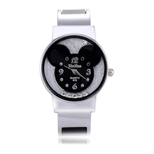 2016 New Fashion luxury designer quartz watches Women Stainless Steel Bracelet Bangle Mouse Wristwatch Female cartoon Clock
