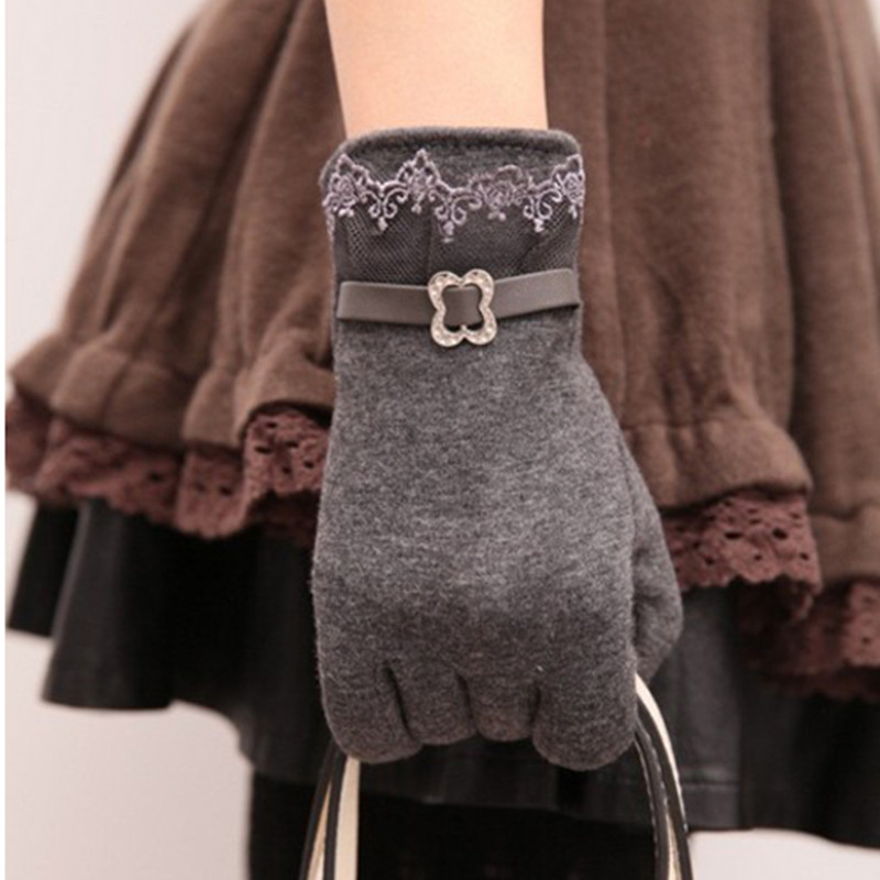 5 Colors New Women Ladies Winter Warm Vintage Lace Touch Screen Gloves Free Shipping