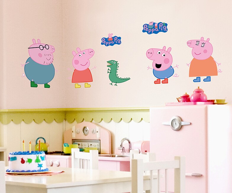 Large PEPPA PIG Wall Stickers Kids Bedroom Nursery Decor Art Mural