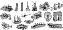 3D Metal Puzzles Earth Laser Cut Model Jigsaws DIY Gift Eiffel Tower Big Ben Helicopter F35 Fighter New Year Gift