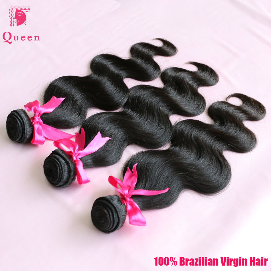 Queen Hair Products Brazilian Body Wave 3Pcs lot 6A Unprocessed Virgin Brazilian Human Hair Weave Bundles Natural Color 100g/pc