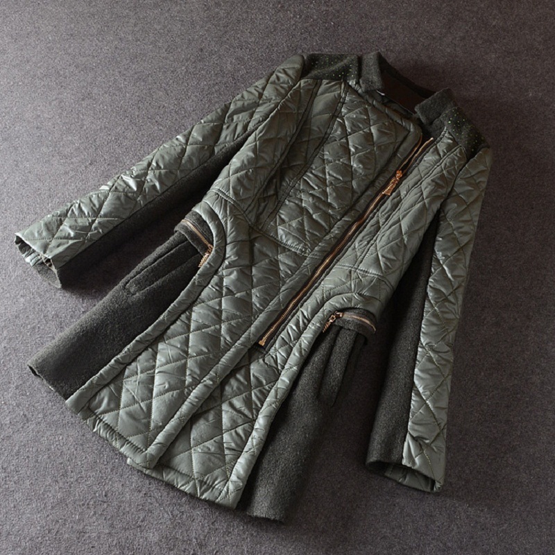 2015 new brand women winter coat long sleeve thick women warm winter jacket patchwork manteau femme parkas for women TB756