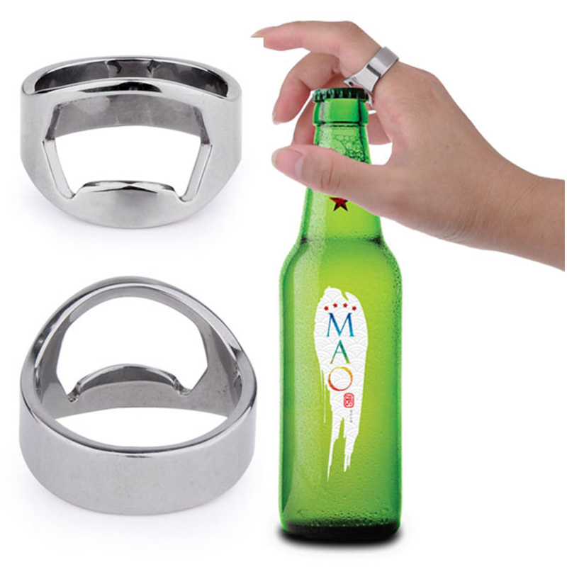 Image of Stainless Steel Finger Ring shape Bottle Opener For Beer Bar Tool Kitchen Cooking