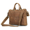 Vintage High Quality Brown Real Genuine Leather Cowhide Crazy Horse Leather Men Messenger Bags Briefcase M7113