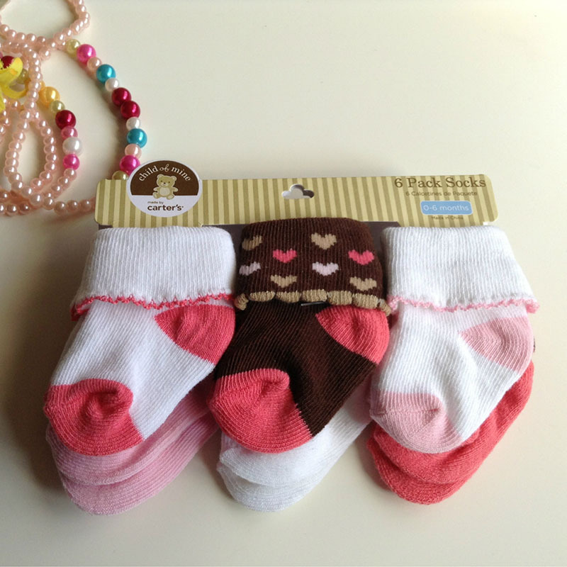 Carter Baby Socks 6 pair/lot Baby Boy Girl Socks C...