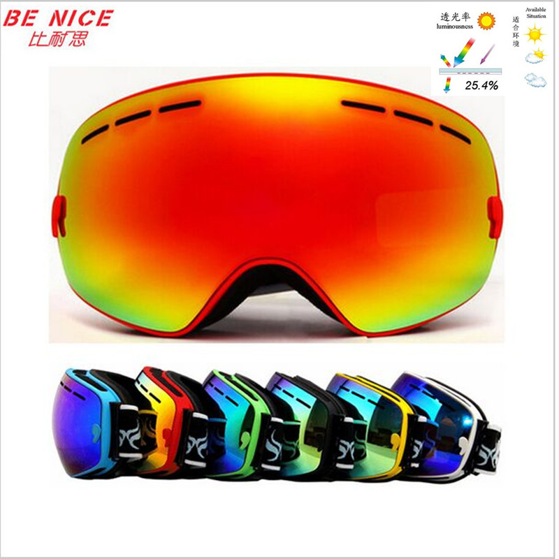 Image of Outdoor brand snowboard goggles professional double anti fog big spherical ski glasses 2016 winter snow Sport motocross eyewear