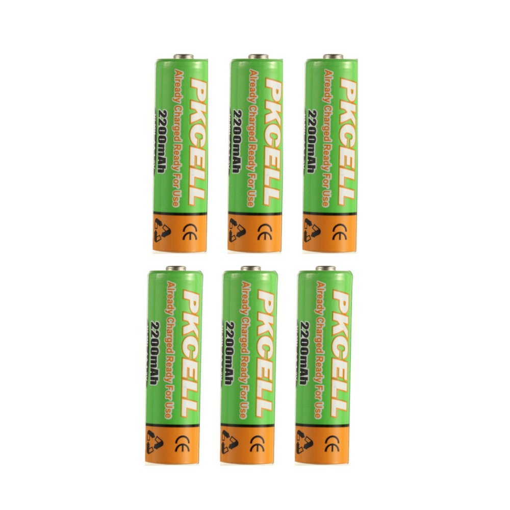 6pcs AA2200mAh 1 2V Low Self discharge Rechargeable Ni MH Battery for camera toys etc PKCELL