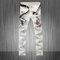 2015 Famous brand Denim Jeans For Men Slim Fit Skinny White Stretch Fabric Printed Jeans Size