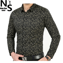TOP NS Brand Design Size Big Long Sleeve Mens Dress Shirts Luxury Stylish New Print Casual Men Shirt Spring Summer Men ‘s Top