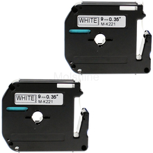 Molshine 2 Pack Compatible Label Tape for Brother M-K221 Black on White (0.35inch 3/8inch 9mm) 8m