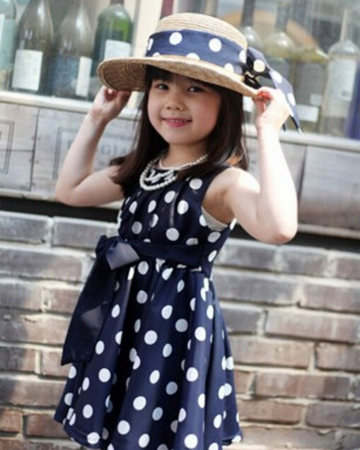 2016 Summer Infant Casual Flower Children Girls Clothing Dot Girl Chiffon Sundress Dress Girls Summer Clothes Party Dress