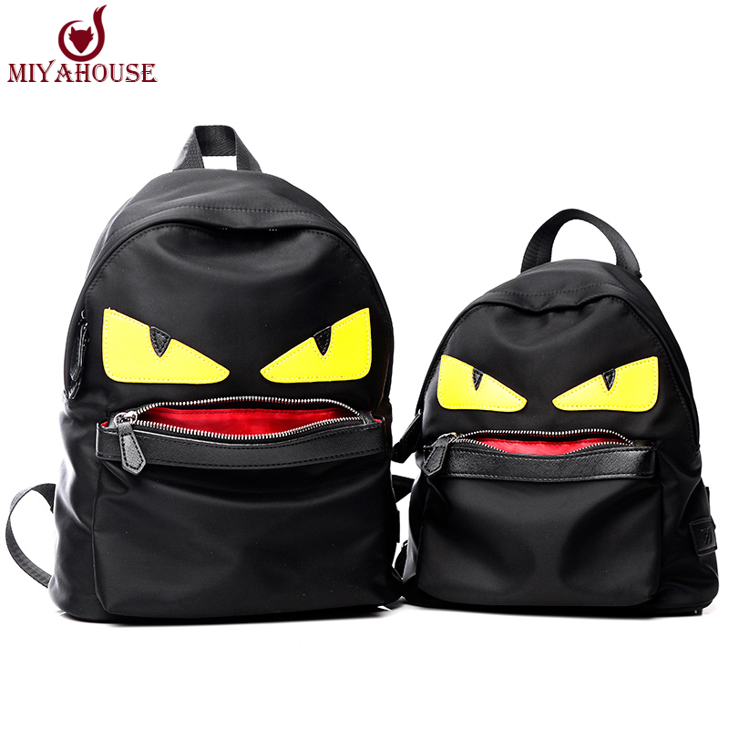 Image of Famous Brand Demon Eyes Monster Backpack New Korean Fashion Retro Nylon Schoolbag For Teenagers Istitute Wind Backpack