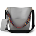 vintage Colorful Strap Bucket Bag Women High Quality Pu Leather Shoulder Bag Brand Desinger Ladies Casual