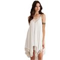 2016 Summer New Fashion Women Big Yards Dress Sexy White Condole Belt V neck Lace Joining