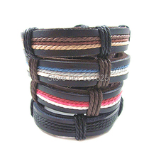 Fashion multicolor wax rope braided leather bracelet leather multi level unisex free shipping