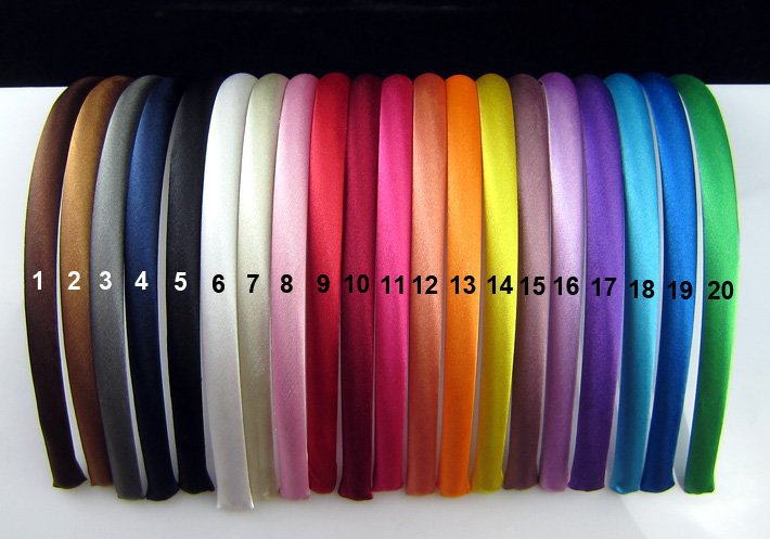 Free shipping 10pcs lot 10 mm Colored Satin covered Resin Hairbands Fashion Hair Band Baby Headband