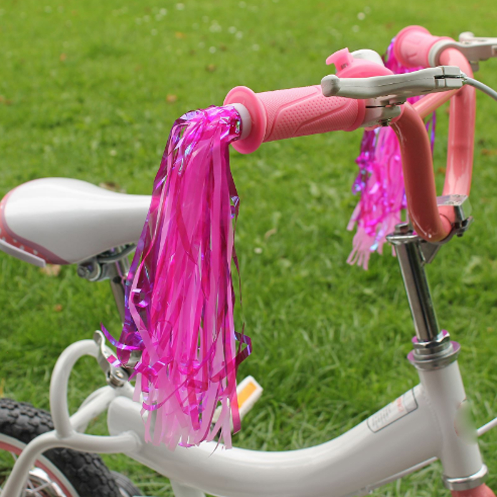 2pcs Children Girls Bicycle Bike Handlebar Sparkle Streamers Tassles Pink