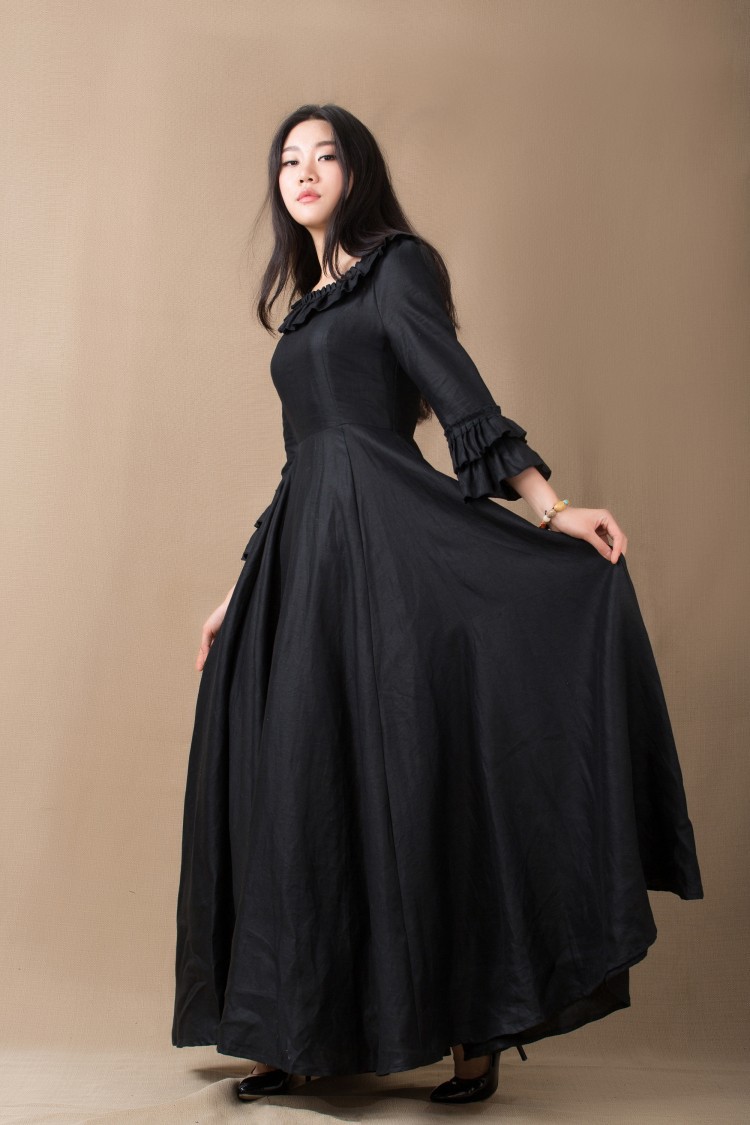 Black Linen Summer Dress