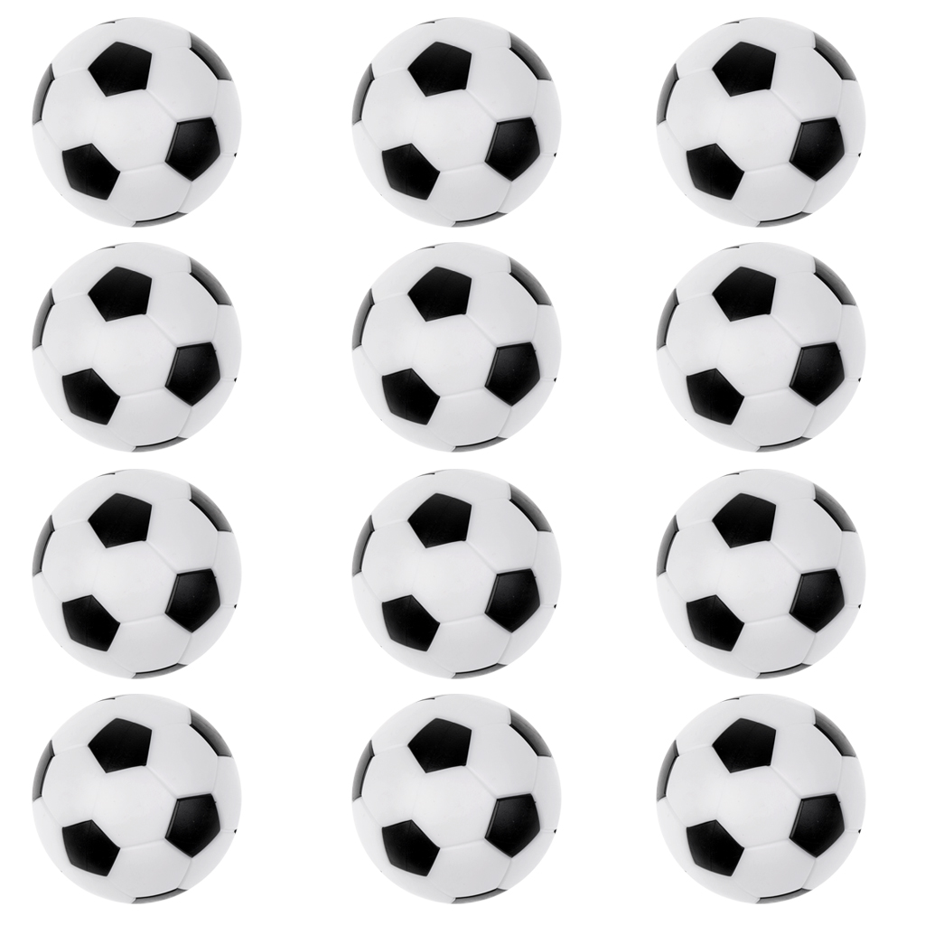 CLISPEED 12pcs Table Soccer Foosballs Replacement Balls Mini Colorful Official Tabletop Game Ball Accessory White Black