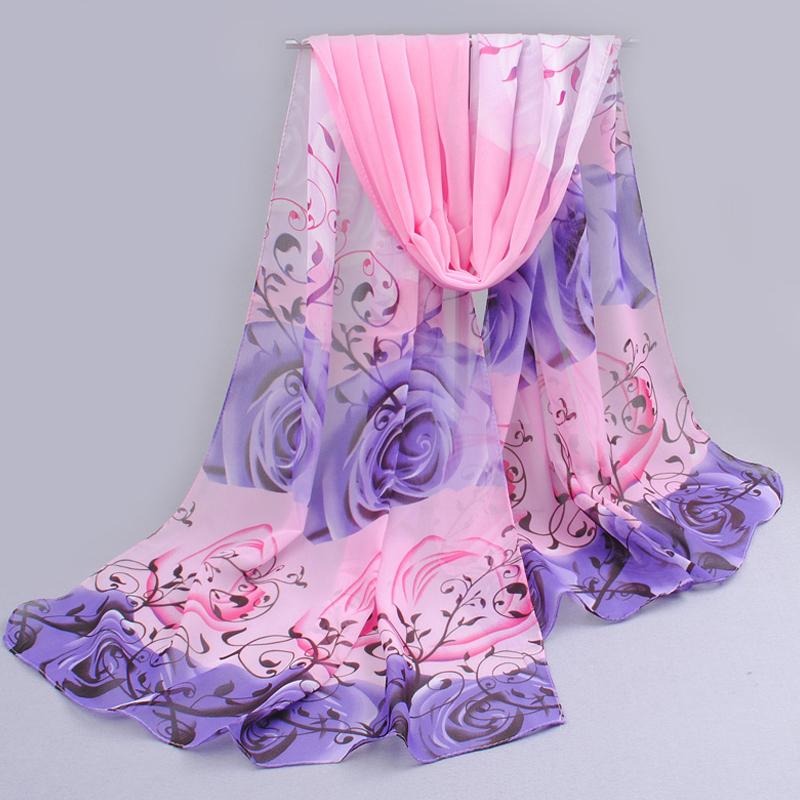 Image of The new 2015 cotton scarf han flowers roses and scarves Quality goods printed chiffon scarves hot sell Beach silk scarf
