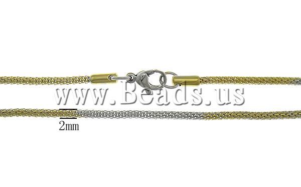 Free shipping!!!Necklace Chain,Christmas Gift, Stainless Steel, stainless steel lobster clasp, gold color plated, two-tone, 2mm