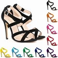 Women Pumps candy color open toe Shoes Sandals thin High Heels Cut Outs Shoes Summer Open