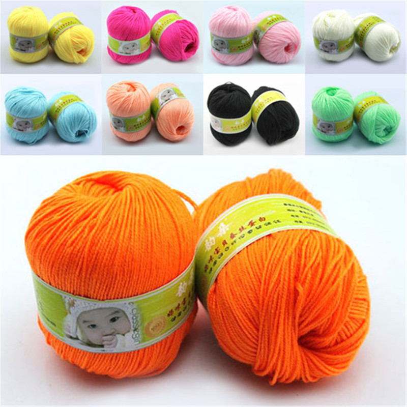 Image of 2016 New Pure Multi Color Worsted Soft Smooth Silk Wool Cashmere Baby Skein Knitting Woolen Yarn 50g DIY Drop Shipping