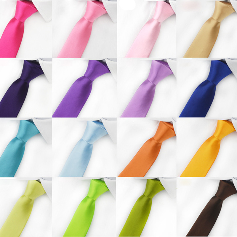 Image of HOT SALE Fashion Necktie 24 Style Mens Ties Solid Color Celebrity Slim Men Polyester Silk Neck 5cm Skinny Tie Men's Accessories