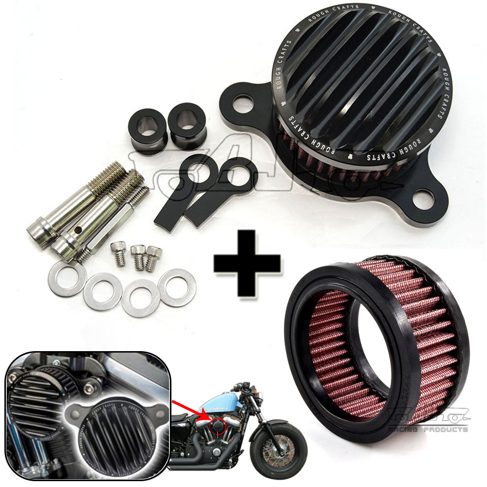AC-001-BK+AC-001E Air Cleaner+Intake Filter System RC Case+Replacement Element For Harley sportster XL883 air filter Cleaner