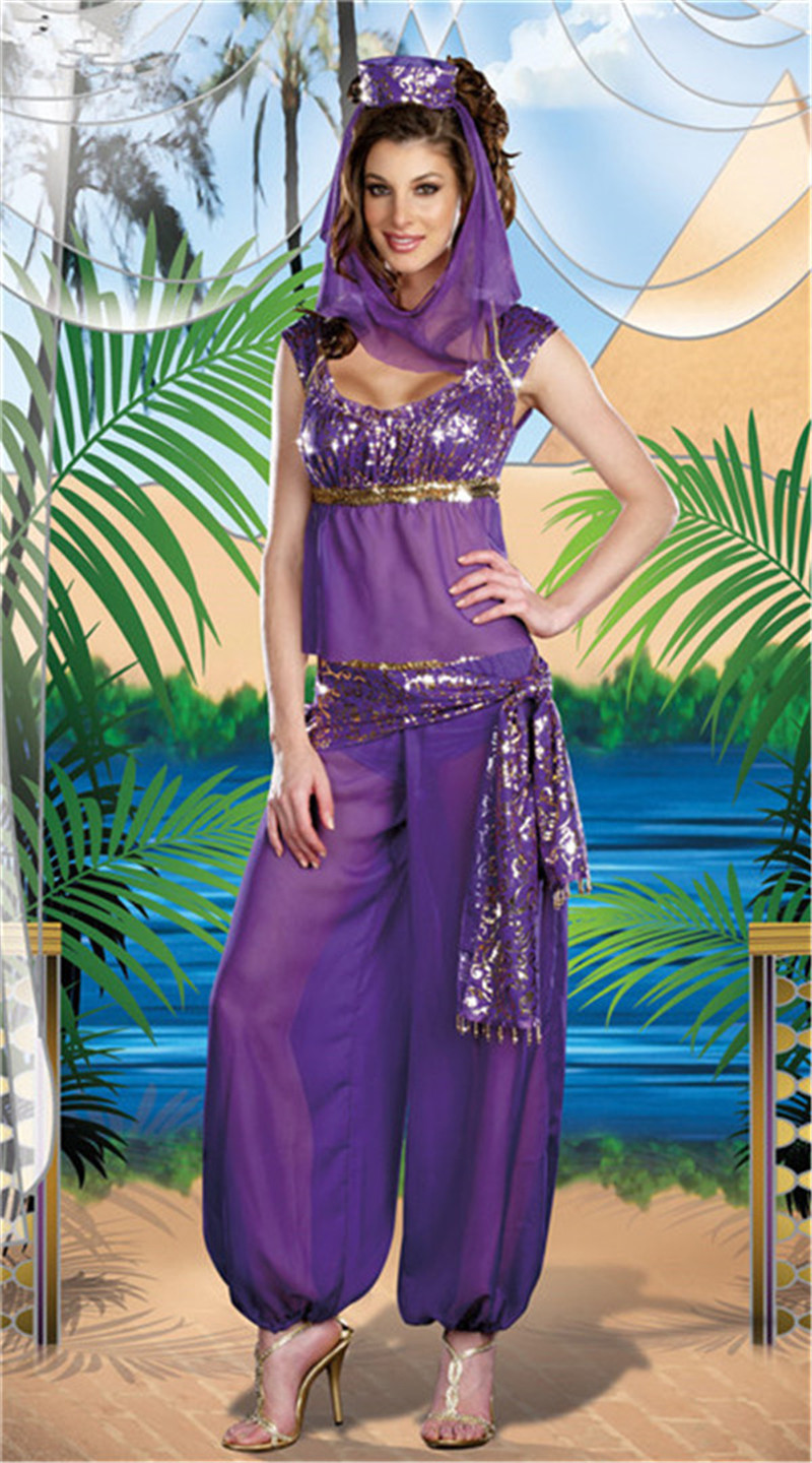 Hot Sexy Arabic Dance Costume Sexy Goddess Genie Jasmine Aladdin Princess Costume Fancy Dress