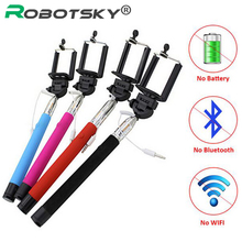 Handheld Wired 24-100cm Selfie Stick Accessory for iPhone Extendable Monopod Self Camera For Samsung Mobile Suporte Para Selfie