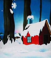 2.15M*1.5M(7FT*5FT) photo studio floor Cartoon hut strange tree Christmas backgroundsZZ CM-0223